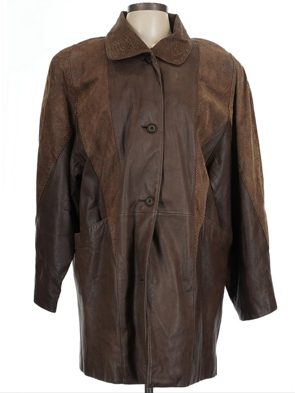 Jacqueline Ferrar Two-Tone Brown Leather Jacket Size L
